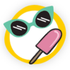 Green sunglasses and a pink lollipop