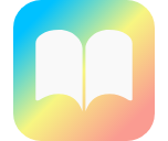 Open book with a rainbow background