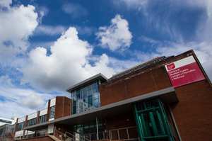 Treforest Library & Student Centre outside view, blue sky