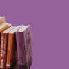 Purple box, row of books