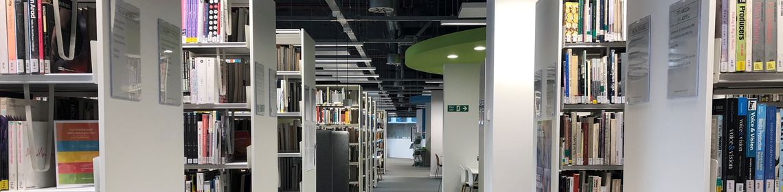 Cardiff campus library, book shelves