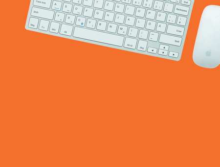 orange square, computer keyboard, mouse